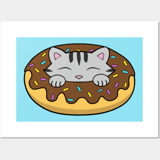 Yummy Chocolate Donut Cat Posters and Art